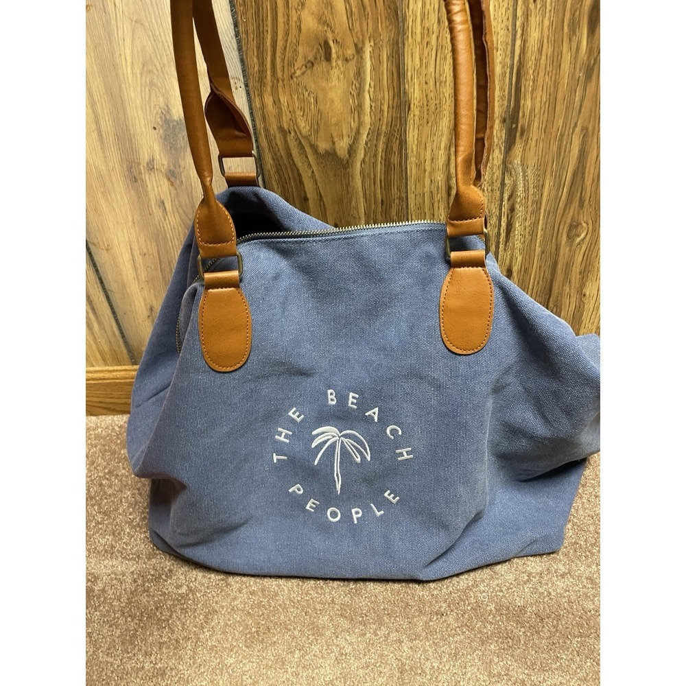 The‎ Beach People Blue Denim Canvas Large Weekender Tote Dust Bag